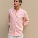 Kerala Peach Collarless Hemp Shirt