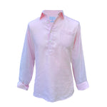 Soft pink hemp shirt with a collar on a white background