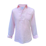 Soft pink hemp shirt with a collar on a white background