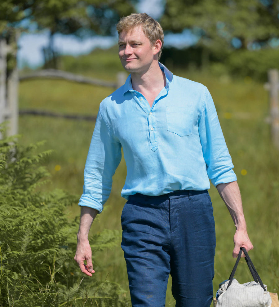 Samarkand Blue Explorer Hemp Shirt
