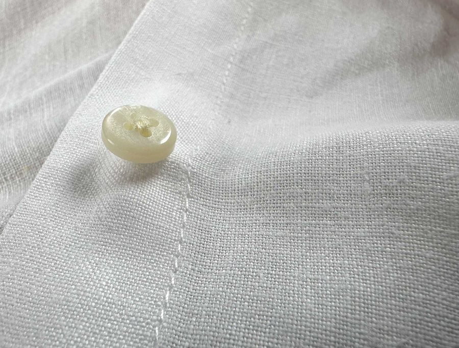 Leh White Collarless Hemp Shirt