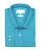 a product image of a blue hemp shirt from above