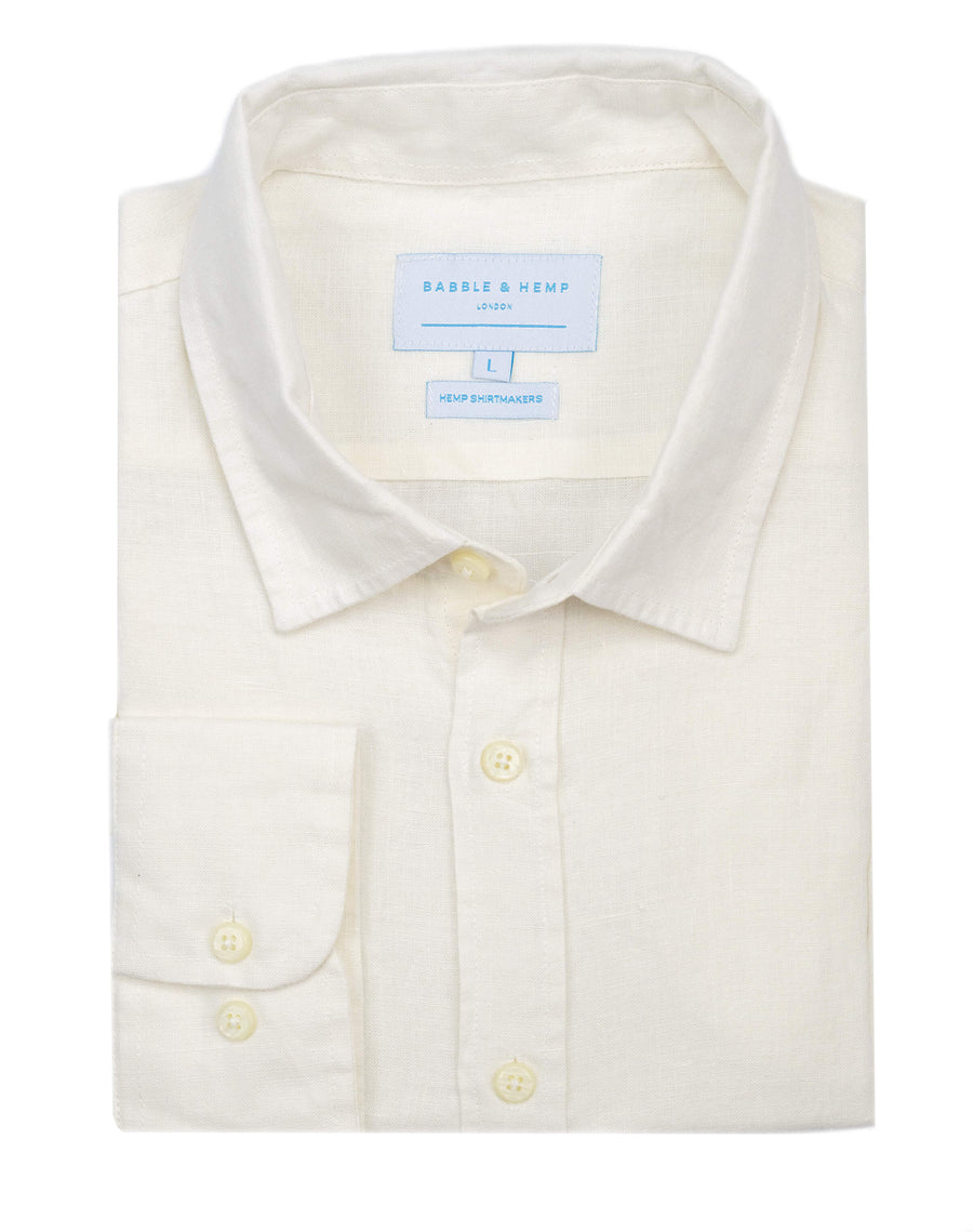 a white hemp shirt from above