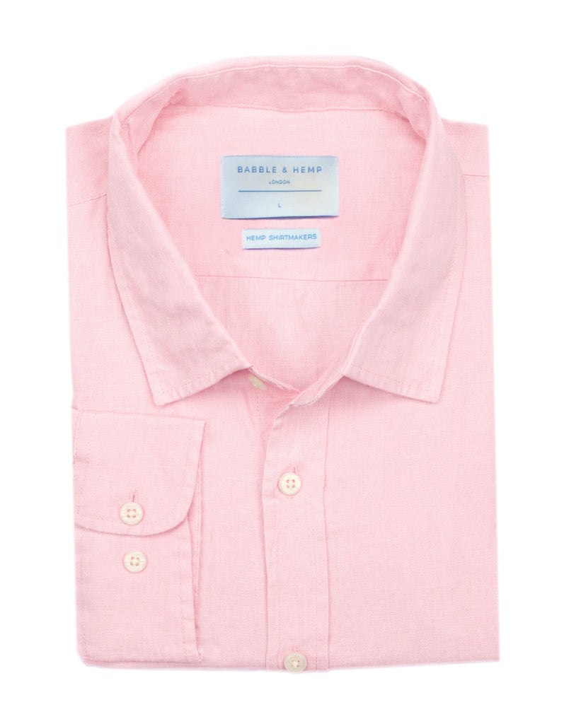 a product image of a pink hemp shirt