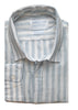 a blue and white striped hemp shirt taken from above